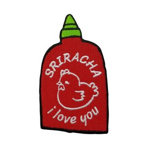 Fasshion SRIRACHA i love you Embroidered Patch Iron On Kids Cloth Garment Applique Sewing Embroidery Accessories