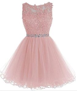 Wholesale 2019 Newest Sexy Tulle Short Homecoming Dresses Plus Size Appliques Mini Graduation Formal Cocktail Prom Party Gown AL19