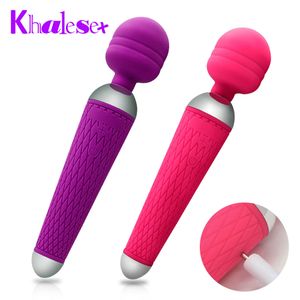 Kraftfull Vibrator för kvinna munklit Personlig massageapparat Magic Wand AV G Spot Vattentät Uppladdningsbar Massage