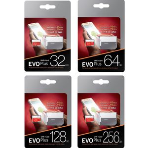 بطاقة ذاكرة جديدة EVO Plus 256GB 128GB 64GB 32GB UHS-I U3 Trans Flash بطاقة TF مع محول حزمة البيع بالتجزئة