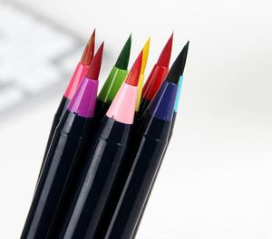 Cabeça de pincel macio colorido de aquarelas Caneta de mão em quadrinhos Caneta fonte A caneta de caligrafia de caneta macia 20psc = 1 conjunto Alunos presentes