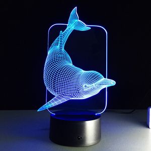 3D illusion Led Night Light 7colors Dolphin Lamp Table Novelty Products XmasHome Decor Acrylic Light Fixturesn #T56