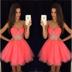 Seksowna Sweetheart Krótkie Suknie Homecoming Crystal Zroszony Mini Party Dress Vestidos De Festa Proste Party Dresses Custome Made