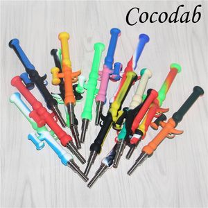 Hookahs Silicone Nectar Concentrado Tubo de fumaça com Gr2 Titanium Dab Dab Straw Oil Plates Smoking Vapor Straw DHL