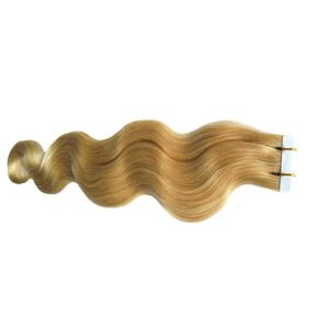 Blondynki Brazylijskie Przedłużanie Włosów 40 SZTUK 100 g / pakiet Taśma Klej Hair Extension Extensions Extensions Wail Extensions Wave Tape w Ludzkim Przedłużonym