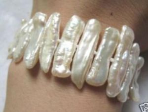 Braccialetti di perle biwa bianche fatti a mano Nature Charming 7.5