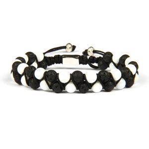 Mäns dubbla råa pärlstavsavståndsarmband 6mm naturlig lava sten sten vit pärlor macrame armband trevlig present till män grossist 10st