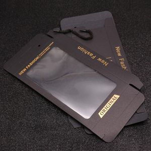 Sling Taşınabilir Kağıt Perakende paketi Paketi kutusu Blister iç tutucu Sıcak damgalama Altın iPhone X 7 için 8 ARTı Galaxy S7 kenar S9