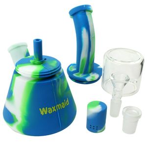 Wholesale silicone smoking bong for sale - Group buy Bong Glass Pipe Waxmaid Heady Glass Smoking Pipes Mini Dab Rig Silicone Water Pipe with mm Male Bowl