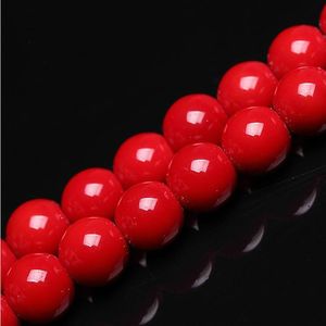 8mm Großhandel Naturstein Rote Koralle Perlen Runde Lose Perlen 6mm 8mm 10mm 12mm Für schmuck Machen Halskette DIY Armband