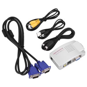 Freeshipping VGA para TV AV RCA Adaptador de Sinal Conversor de Vídeo Caixa de Comutação Composto Suporta NTSC PAL para Computador Portátil PC