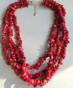 Utsökt Red Coral Stone Halsband Multi-Layer och Kort Halsband Present