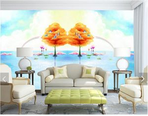 papel de parede Seamless large-scale mural 3D Custom Photo mural Wallpaper Hand painted warm sea beautiful view background wall Decoration