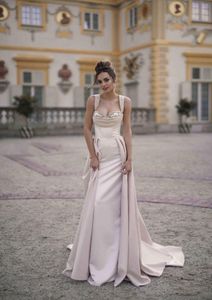 Wholesale formal party wear resale online - Blush Pink Prom Dresses With Detachable Train Spaghetti Beads Gorgeous Evening Dresses Formal Party Wear Sweep Train Custom Made