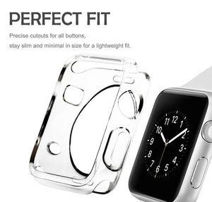 Neue 38 mm 42 mm schlanke, transparente, kristallklare, weiche TPU-Gummi-flexible, leichte Schutzhülle für die Apple Watch iWatch Serie 1/2/3