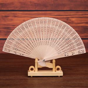 Custom logo! Chinese wood Scented fans bridal wedding fans Wooden Openwork craft fan Hand Held Folding Fans for Wedding Birthday gift