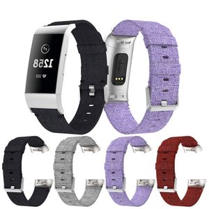 Szybki wydanie Nylon Płótno Pasek dla Fitbit Charge 3 Woven Tkaniny Oddychający Strap Wstecz Wymienny Opaska