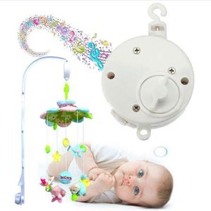 Hot Sale Universal Lovely Baby Rattles Mobile Crib Bed Bell Kid Toy Windup Movement Music Box Develop Toy White x cm