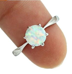 Simple Women Opal Finger Ring for Ladies Prong Setting Natural Stone Rings Female Fashion Jewelry Engagement Wedding Gifts AR13