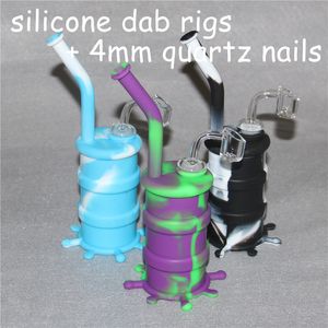 Venda quente Silicone Tubulação de água Bubbler Bong 4mm Quartz Bangers Nail Silicone Dab Rig Silicone Hookah Bongs Grátis