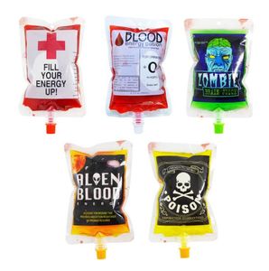halloween decoration prop Clear Food Grade PE Material Reusable Blood Energy Drink Bag festival party Pouch Props Vampire Theme
