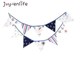 JOY-ENLIFE 1 Takım 3.3 M Korsan Deniz Bunting Banner Pamuk Bez Asılı Parti Üçgen Bayrakları Tatil Pennant Dekor Fotoğraf Sahne