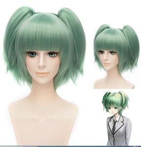 Assassination Classroom Kayano Kaede Halloween Short Green Ponytail Cosplay Ponytail Hair Wigs