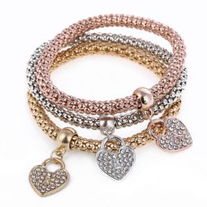 Fashioni di vendita calda bella personalità a tre colori tratto di mais diamante amore braccialetto spedizione gratuita HJ174