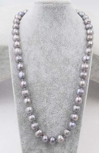 Oh! grigio perla d'acqua dolce vicino alla collana rotonda da 9-10 mm 17 