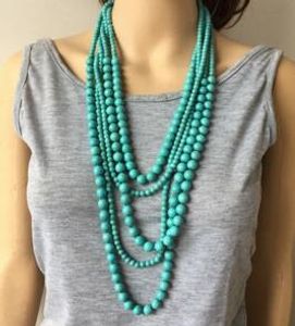 Natural stone necklace with multiple layers of turquoise beads cool stone beads are available in many styles