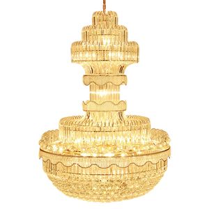 Modern Crystal Chandeliers LED -lampor American Large Gold Pendant Lighting Fixture Hall Parlor Lobby Living Room Home Inomhusbelysning