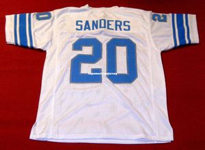 Cheap retro #20 BARRY SANDERS CUSTOM MITCHELL & NESS Jersey white Mens Stitching Top S-5XL,6XL Football Jerseys Running