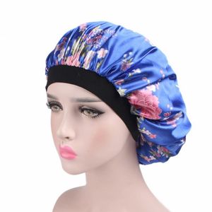 Cheap nova moda de luxo Wide Band cetim Bonnet Cap confortável noite de sono cap perda de cabelo mulheres chapéu cap chapéu turbante