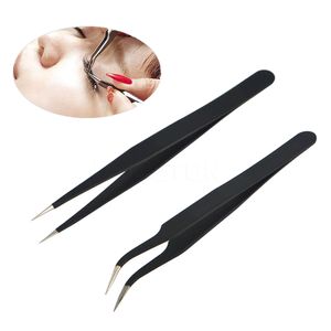 Cílios Cílios Reta + Curvada Nail Art Falso Falso Eye Olho Lashes Eyelash Extensão Tweezers Nippers apontou clipe ferramenta de arte nail