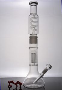 Hookahs delade fog stort rakt glas bong arm träd spiral rör glas 18 mm fog glasbongs