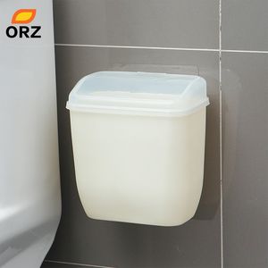 ORZ Saklama Kutusu Ile Atık Can Duvara Montaj Kovaları Kapak Yaratıcı Duvar Sihirli Sticker Banyo Mutfak Tuvalet Atık Kovaları Plastik Kutu C18111501