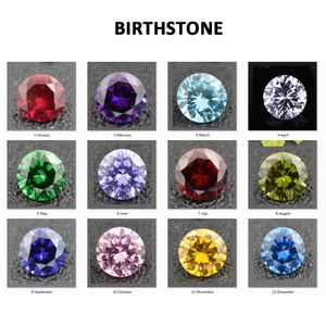Hot Cubic Cyrkonia Birthstones Round 5-10mm Jau. Do Dec. luźny kamień na biżuterię Charms Locket 600 sztuk / partia (mieszane 12 kolorów 50 sztuk na kolor)