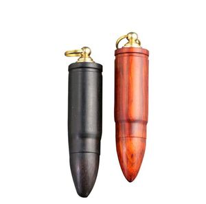 Wood Snuff Bottle Smoking Pipe Box Spoon Portable Herb Store Storage Bullet Shape Innovative Design Multiple Uses