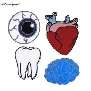 Wholesale teeth pin for sale - Group buy Cartoon Cute The Human Organ Brain Eye Tooth Heart Metal Brooch Pins Button Badge Funny Enamel Lapel for Women Bags Jewelry
