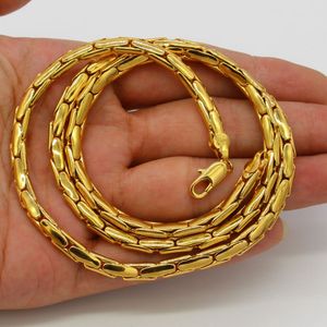 Mens smycken 18k gul guldfylld kedja slät rund länk kedja för man 23,6 inches långdistans tillbehör gåva