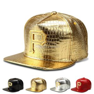 Unisex Style P Golden Pu Lear Snapback Baseball Caps Diamond Crocodile Ziarn Mężczyźni Kobiety DJ RAP Sport Hip Hot Hats3976585 Regulowany tata SU