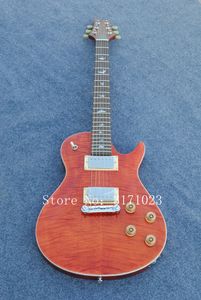 Hot Sale Orange Electric Gitarr med Flam Maple Faneer och Chrome Hardwares och kan ändras