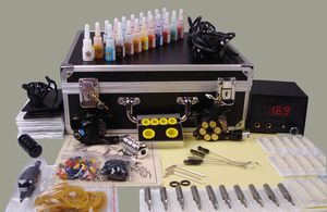 professional tattoo machine set complete tool box power 20 colors ink switch needles tip kit tattoo body art supplies