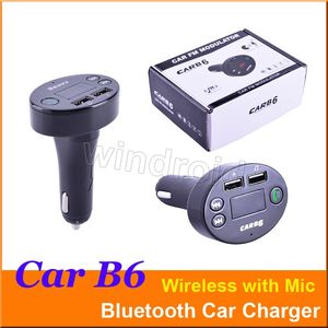 CAR B6 Multifuncional Bluetooth Transmissor Dual USB carregador de Carro Com microfone MP3 Player Car Kit Suporte TF Cartão Handsfree Com caixa de varejo