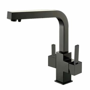 ROLYA Estilo Quadrado Preto Tri Flow Torneira Da Cozinha Escovado Pia Mixer Cromado 3 vias Torneira Filtro De Água