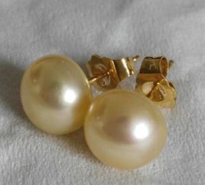 8-9mm orecchini di perle naturali in oro dei mari del sud oro giallo 5pz