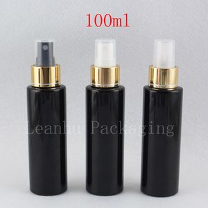 100ml Black Perfumes Mist Sprayer Pump Plastic Bottles Refillable Empty Spray Bottle Containers With Gold Collar Pump 50pc/lot