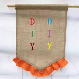 Linne Färg Flaggor Trädgård Flagga Banderoller Thanksgiving Day Påsk Balkong Heminredning Non-Woven Garden Banner DIY Dekorationer 30 * 45cm MK235