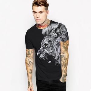 Summer Siyah 3d Aslan T-Shirt Erkekler Fitness T-Shirt Sıradan Erkek Sokak Giyim Çift Giyim Hip Hop T Shirt Üstleri S-3XL