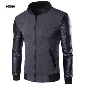 Zoeqo Erkekler Hoodies Patchwork Deri Kollu Rahat Kazak Erkekler Ceket Kaban Eşofman Erkek Masculino